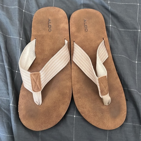 Aldo Brown and Cream Flip-Flops - Picture 3 of 4